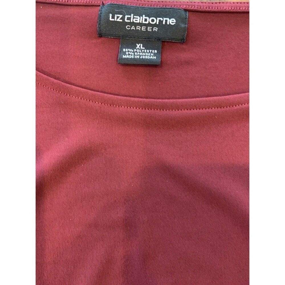 Liz Claiborne XL Burgundy Scoop Neck Cinch At Waist Tunic Top - Picture 8 of 12
